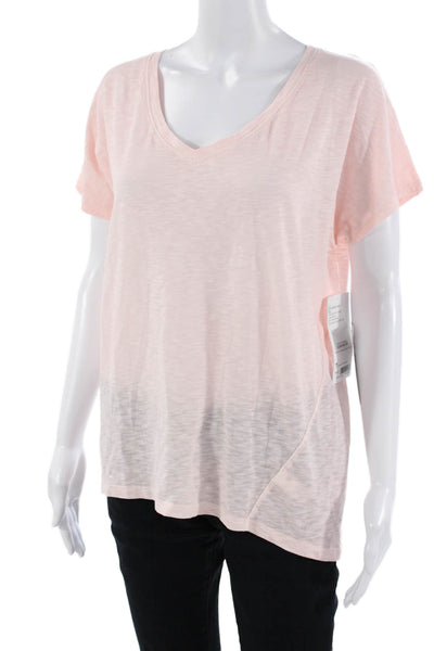 Athleta Womens Pink V-Neck Basic T-Shirt Short Sleeve Size M