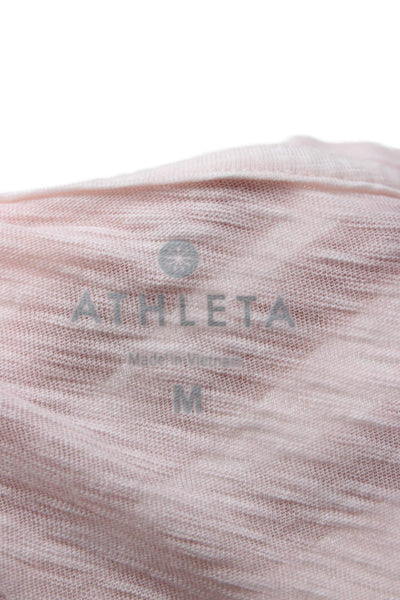 Athleta Womens Pink V-Neck Basic T-Shirt Short Sleeve Size M