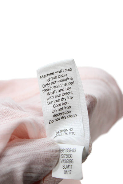 Athleta Womens Pink V-Neck Basic T-Shirt Short Sleeve Size M