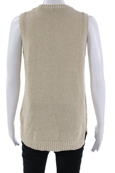J. Mclaughlin Womens Basic Sleeveless Tank Beige Crew Neck Size M