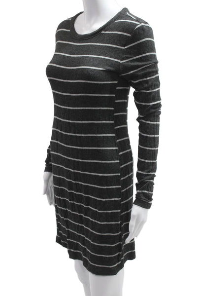 Lou & Grey Women Striped Sweater Dress Dark Gray Long Sleeve Size XS