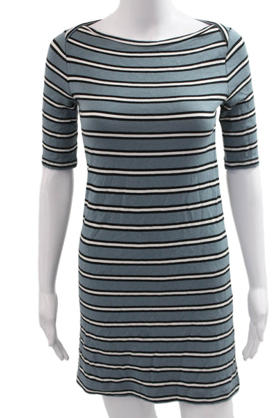 Lou & Grey Womens Black Striped T-Shirt Shift Dress Short Sleeve Size XS