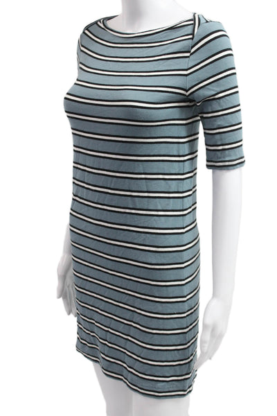Lou & Grey Womens Black Striped T-Shirt Shift Dress Short Sleeve Size XS