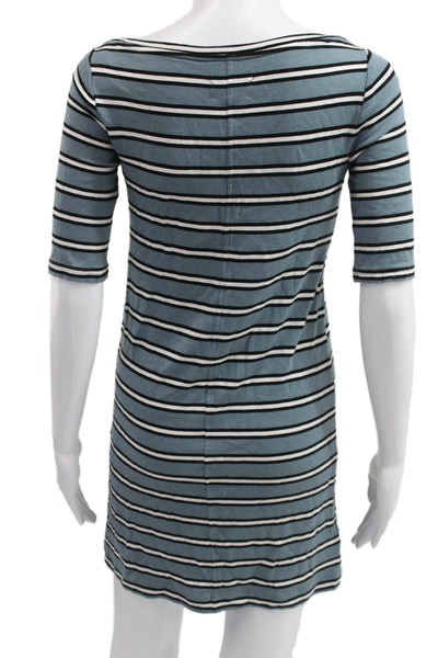 Lou & Grey Womens Black Striped T-Shirt Shift Dress Short Sleeve Size XS