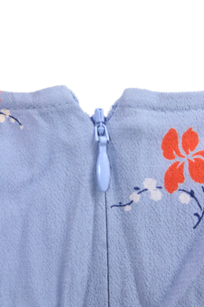 Madewell Women Wrap Dress Blue Floral V-Neck Short Sleeve Size 00