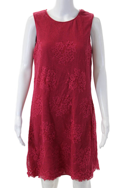 Max Studio Women Red Floral Shift Dress Sleeveless Knee Length Size L