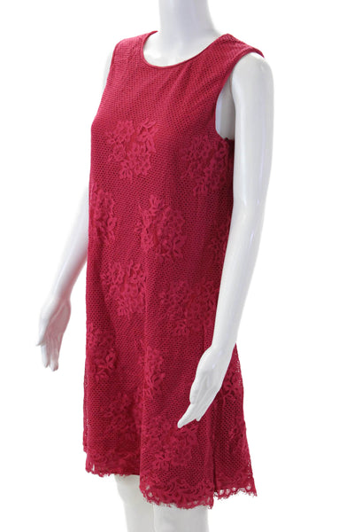Max Studio Women Red Floral Shift Dress Sleeveless Knee Length Size L
