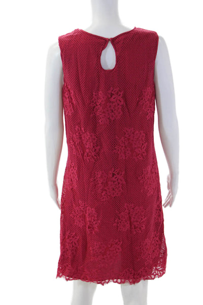Max Studio Women Red Floral Shift Dress Sleeveless Knee Length Size L