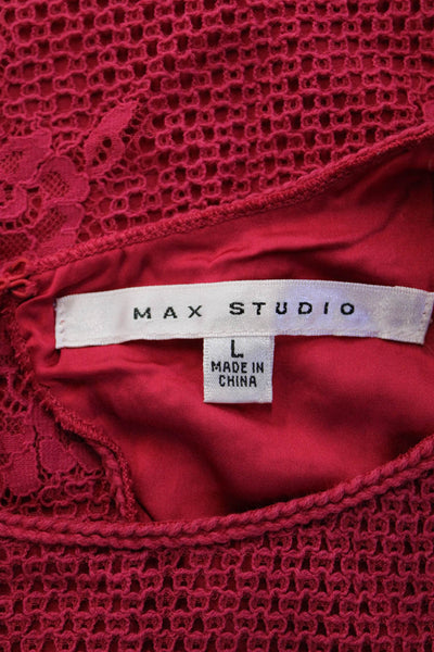 Max Studio Women Red Floral Shift Dress Sleeveless Knee Length Size L