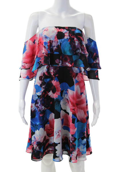 Calvin Klein Womens A-Line Sundress Black Floral Polyester Zip Size 6