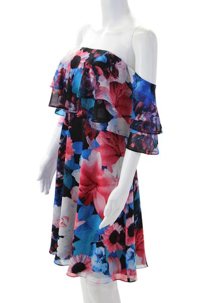 Calvin Klein Womens A-Line Sundress Black Floral Polyester Zip Size 6