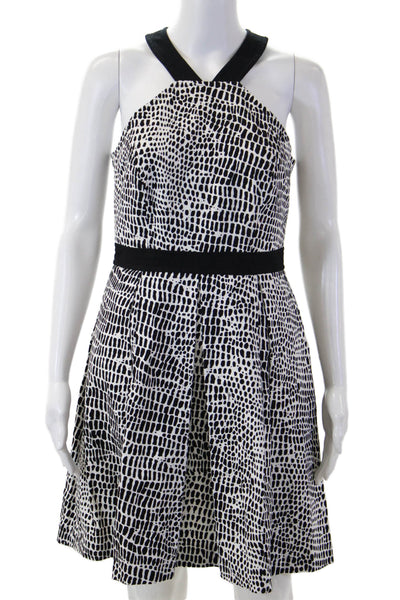 Trina Turk Womens Fit & Flare Animal Print Cotton Dress Black Size 6