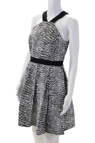 Trina Turk Womens Fit & Flare Animal Print Cotton Dress Black Size 6