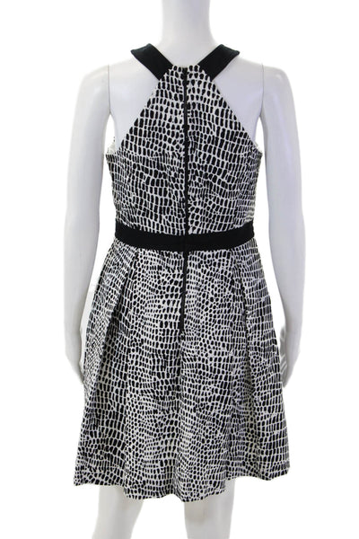 Trina Turk Womens Fit & Flare Animal Print Cotton Dress Black Size 6