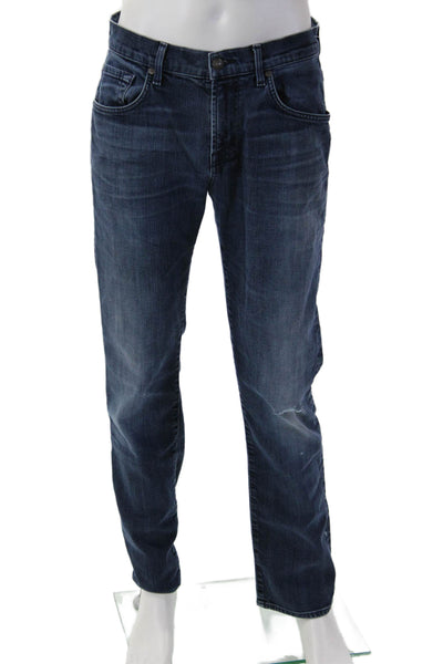 7 For All Mankind Mens Dark Blue Straight Jeans Button Fly Size 31