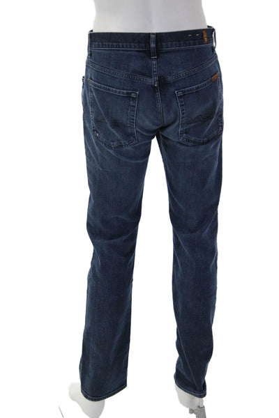 7 For All Mankind Mens Dark Blue Straight Jeans Button Fly Size 31