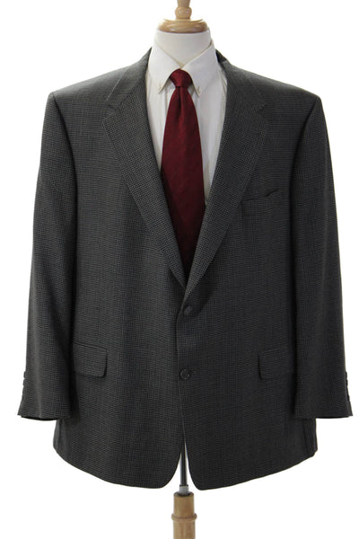 Hart Schaffner Marx Mens Dark Gray Check Wool Blend Suit Jacket Size 52