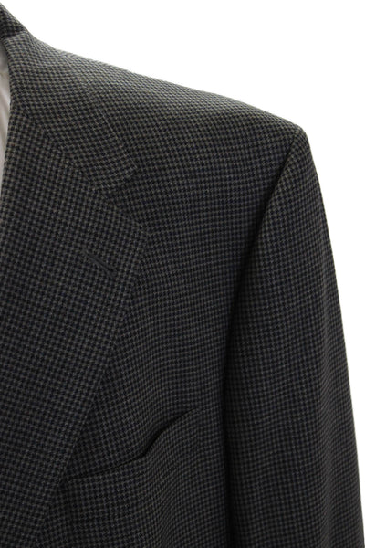 Hart Schaffner Marx Mens Dark Gray Check Wool Blend Suit Jacket Size 52