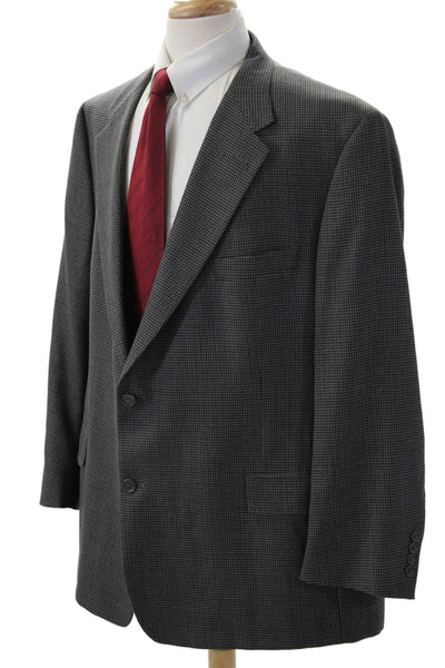 Hart Schaffner Marx Mens Dark Gray Check Wool Blend Suit Jacket Size 52