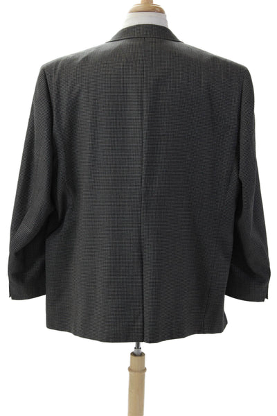 Hart Schaffner Marx Mens Dark Gray Check Wool Blend Suit Jacket Size 52