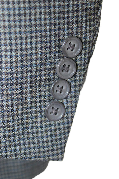Hart Schaffner Marx Mens Dark Gray Check Wool Blend Suit Jacket Size 52