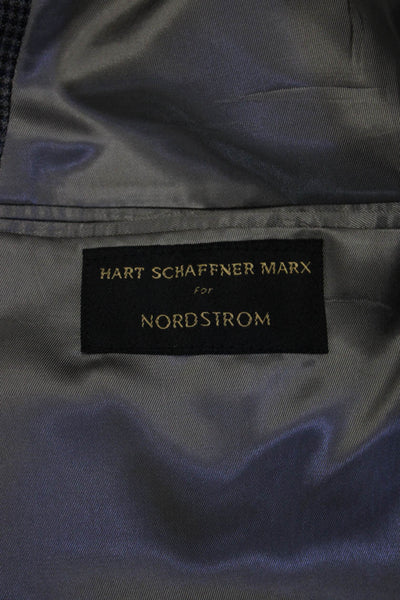 Hart Schaffner Marx Mens Dark Gray Check Wool Blend Suit Jacket Size 52