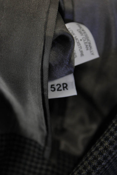 Hart Schaffner Marx Mens Dark Gray Check Wool Blend Suit Jacket Size 52