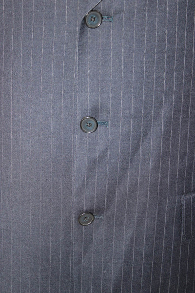 Hart Schaffner Marx Mens Navy Striped Wool Blend Suit Jacket Size 41