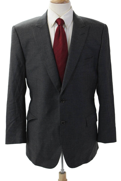 Brooks Brothers Mens Dark Gray Wool Suit Jacket Button Collared Size 43