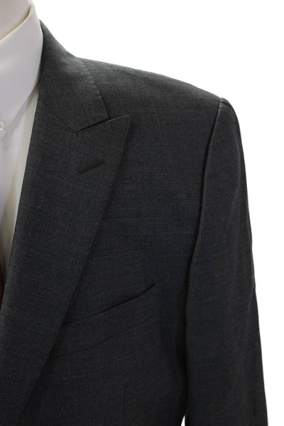 Brooks Brothers Mens Dark Gray Wool Suit Jacket Button Collared Size 43