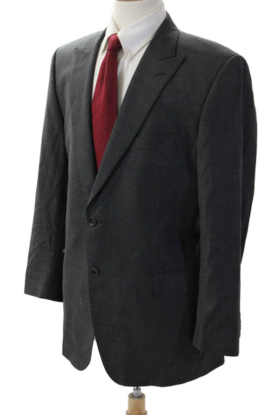 Brooks Brothers Mens Dark Gray Wool Suit Jacket Button Collared Size 43