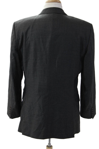 Brooks Brothers Mens Dark Gray Wool Suit Jacket Button Collared Size 43