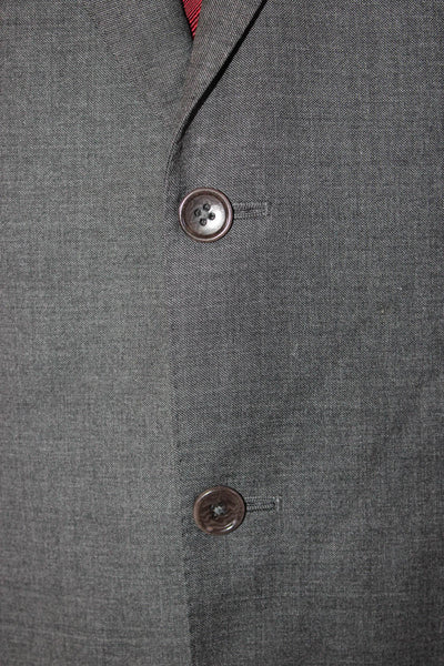Brooks Brothers Mens Dark Gray Wool Suit Jacket Button Collared Size 43