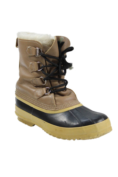 Sorel Womens Leather Manitou Lace-Up Winter Boots Brown Size 9