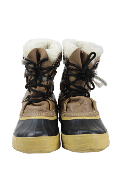 Sorel Womens Leather Manitou Lace-Up Winter Boots Brown Size 9