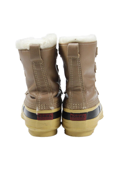 Sorel Womens Leather Manitou Lace-Up Winter Boots Brown Size 9