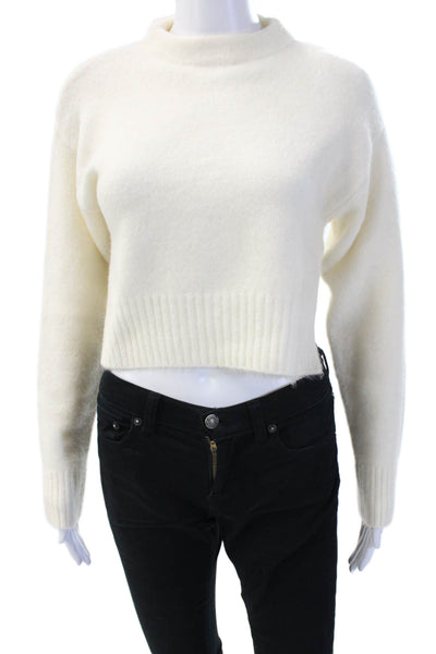 Zara Unisex Pullover Sweater White Mock Neck Long Sleeve Size XS