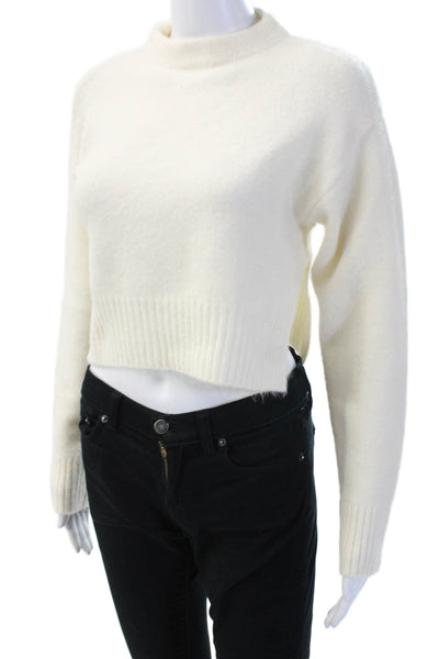 Zara Unisex Pullover Sweater White Mock Neck Long Sleeve Size XS