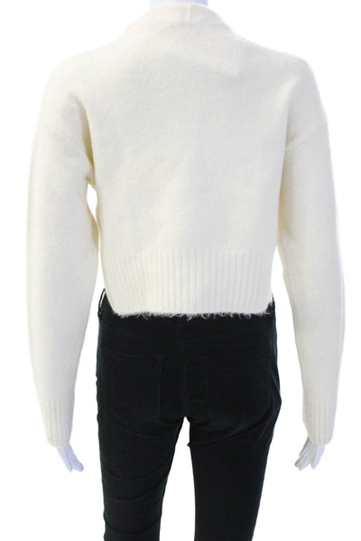 Zara Unisex Pullover Sweater White Mock Neck Long Sleeve Size XS
