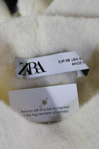 Zara Unisex Pullover Sweater White Mock Neck Long Sleeve Size XS