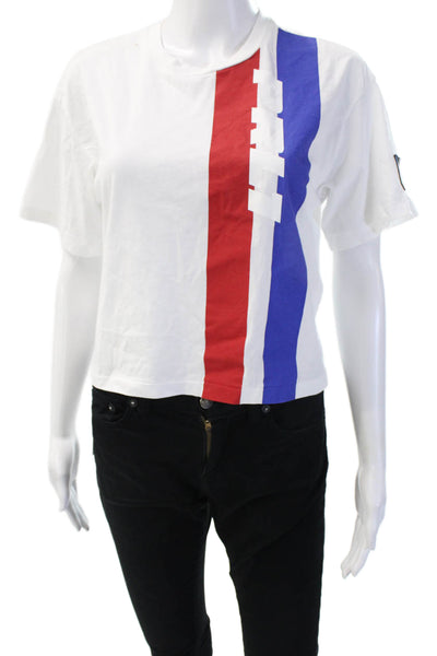 Polo Ralph Lauren Women Cropped White Striped Short Sleeve T-Shirt Size XS