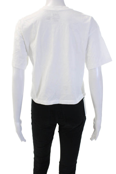 Polo Ralph Lauren Women Cropped White Striped Short Sleeve T-Shirt Size XS