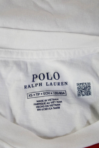 Polo Ralph Lauren Women Cropped White Striped Short Sleeve T-Shirt Size XS