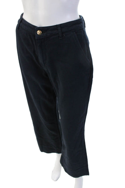 Zara Women Cropped Dress Pants Black Cotton Solid Size 0