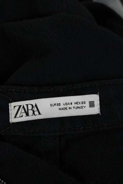 Zara Women Cropped Dress Pants Black Cotton Solid Size 0