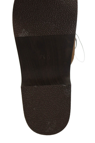 Zara Womens Faux Leather Platform Sandals Brown Size 36 6