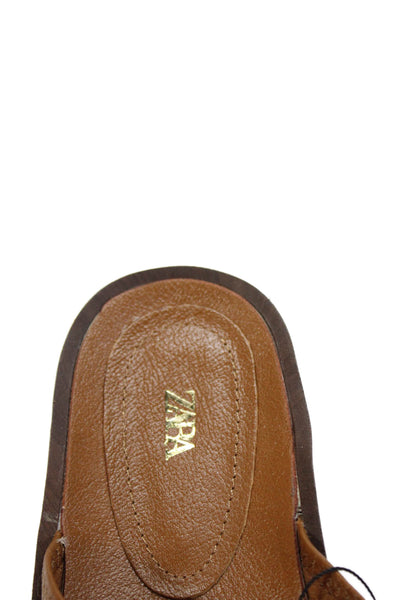 Zara Womens Faux Leather Platform Sandals Brown Size 36 6