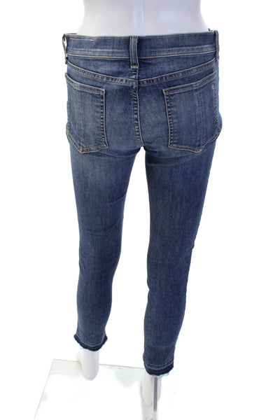 Rag & Bone Jean Womens Ankle Skinny Jeans Blue Denim Low Rise Button Size 29