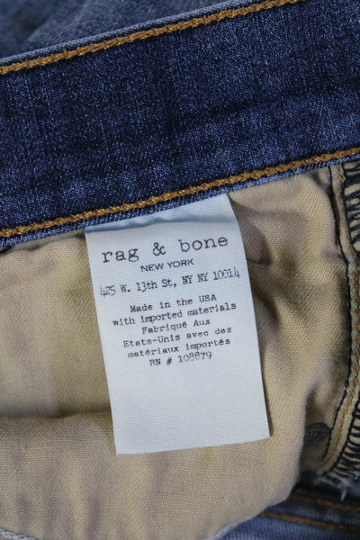 Rag & Bone Jean Womens Ankle Skinny Jeans Blue Denim Low Rise Button Size 29