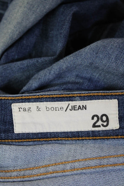 Rag & Bone Jean Womens Ankle Skinny Jeans Blue Denim Low Rise Button Size 29